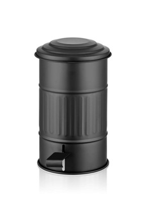 Rozi Black Step On Bathroom Rubbish Bin (5 Litres)