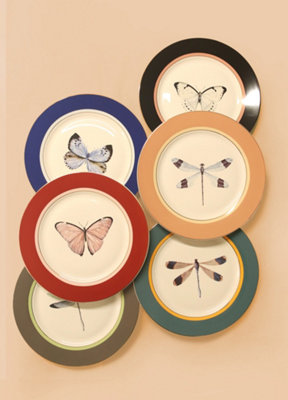 Rozi Blossom Collection Porcelain Dinner Plates, Set of 6