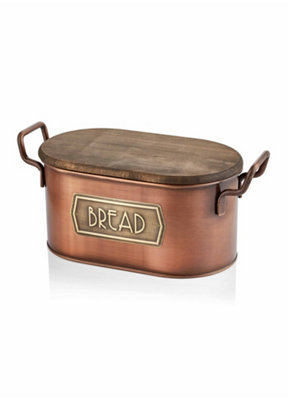 Rozi Copper Bread Bin With Lid