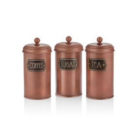 Rozi Copper Coffee, Tea, And Sugar Canister Set - 22 cm (H)