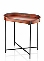 Rozi Copper Oval Side Table - 56 cm (H) x 56 cm (W) x 32 cm (D)