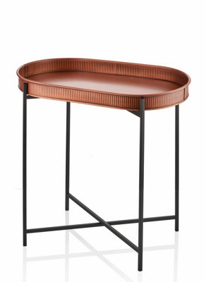 Rozi Copper Oval Side Table - 56 cm (H) x 56 cm (W) x 32 cm (D)