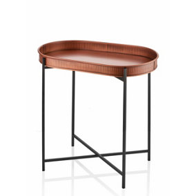Rozi Copper Oval Side Table - 56 cm (H) x 56 cm (W) x 32 cm (D)