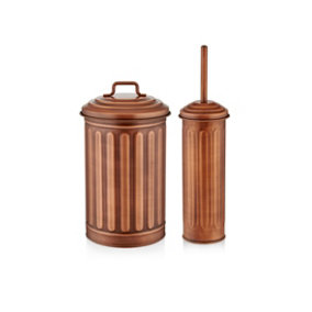Rozi Copper Waste Bin & Toilet Brush Set
