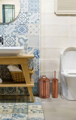 Rozi Copper Waste Bin & Toilet Brush Set