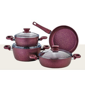 Rozi Defne Collection 7-Piece Non-Stick Granite Cookware Set (Purple)