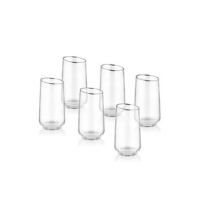 Rozi Gina Collection Slanted Highball Glasses, Set of 6 - Silver