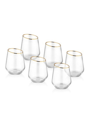 Rozi Gina Collection Slanted Tumblers, Set of 6 - Gold | DIY at B&Q