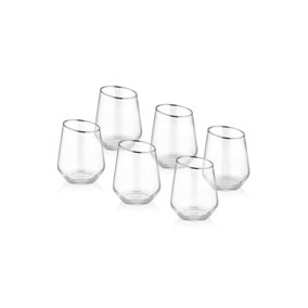 Rozi Gina Collection Slanted Tumblers, Set of 6 - Silver