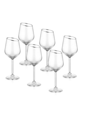 Rozi Gina Collection Slanted Wine Glasses, Set of 6 - Silver
