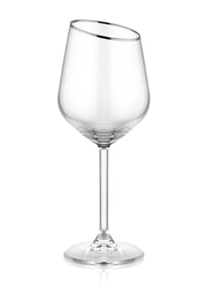 Rozi Gina Collection Slanted Wine Glasses, Set of 6 - Silver