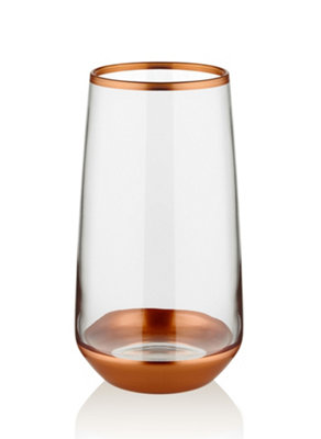 Rozi Glam Collection Highball Glasses, Set of 6 - Copper