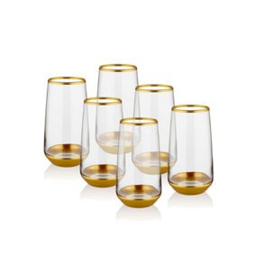 Rozi Glam Collection Highball Glasses, Set of 6 - Gold