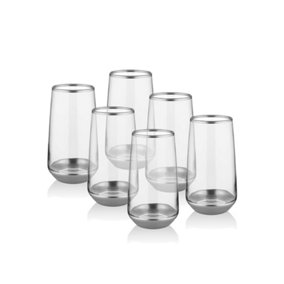 Rozi Glam Collection Highball Glasses, Set of 6 - Silver