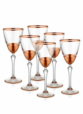 Rozi Glam Collection Wine Glasses, Set of 6 - Copper