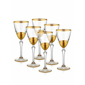 Rozi Glam Collection Wine Glasses, Set of 6 - Gold