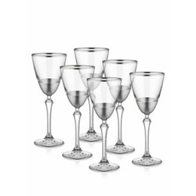 Rozi Glam Collection Wine Glasses, Set of 6 - Silver