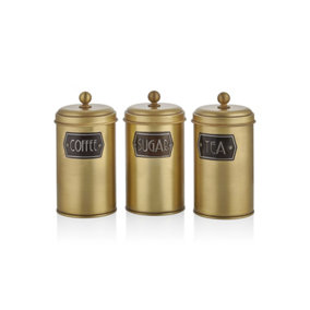 Rozi Gold Coffee, Tea, And Sugar Canister Set - 22 cm (H)