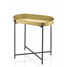 Rozi Gold Oval Side Table - 56 cm (H) x 56 cm (W) x 32 cm (D)