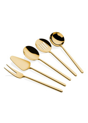Rozi Gourmet Collection Serving Utensils, Set of 5 (Gold)