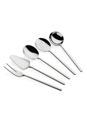 Rozi Gourmet Collection Serving Utensils, Set of 5 (Silver)