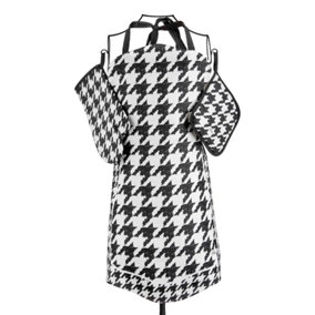 Rozi Houndstooth Apron, Oven Glove, And Pot Holder Set