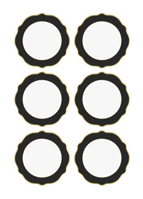 Rozi Jaswely Collection Porcelain Dinner Plates, Set of 6 - Black