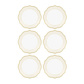 Rozi Jaswely Collection Porcelain Dinner Plates, Set of 6 - Cream