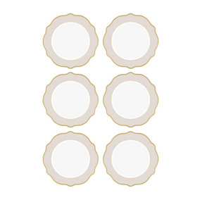 Rozi Jaswely Collection Porcelain Dinner Plates, Set of 6 - Sand Beige