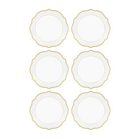 Rozi Jaswely Collection Porcelain Dinner Plates, Set of 6 - White