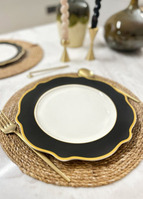 Rozi Jaswely Collection Porcelain Side Plates, Set of 6 - Black