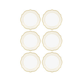Rozi Jaswely Collection Porcelain Side Plates, Set of 6 - Cream