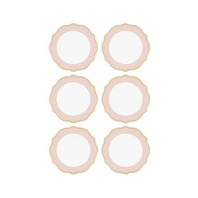 Rozi Jaswely Collection Porcelain Side Plates, Set of 6 - Pink