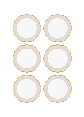 Rozi Jaswely Collection Porcelain Side Plates, Set of 6 - Sand Beige