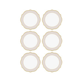 Rozi Jaswely Collection Porcelain Side Plates, Set of 6 - Sand Beige