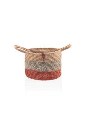 Rozi Jute Handwoven Storage Basket - Orange And Grey