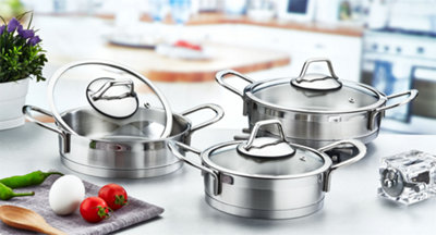 Rozi Luna Series 6-piece Stainless Steel Sauté Pan Set