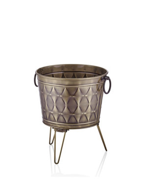 Rozi Prizma Collection Foldable Gold Plant Pot - 45 cm (H) x 35 cm (Dia)