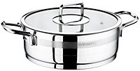 Rozi Safir Collection Stainless Steel 24 Cm Shallow Casserole With Glass Lid (3.6 Lt)