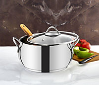 Rozi Sevval Collection Stainless Steel 22 Cm Casserole With Glass Lid (4.5 Lt)