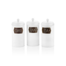 Rozi White Coffee, Tea, And Sugar Canister Set - 22 cm (H)