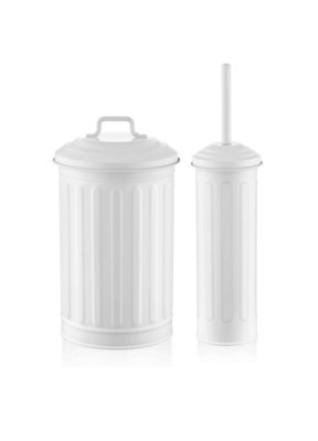 Rozi White Waste Bin & Toilet Brush Set DIY at B&Q