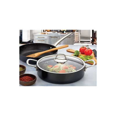 Rozi Zest Gusto Collection Non-Stick Granite 26 Cm Shallow Casserole With Glass Lid (3.4 Lt)