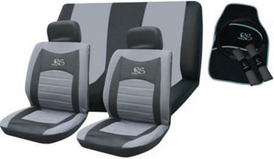 Rs Seat Cover Car Mat Steering Wheel And Seat Belt Cover Set Grey