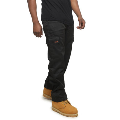 RSW Black Cargo Workwear Trousers (W36, L29)
