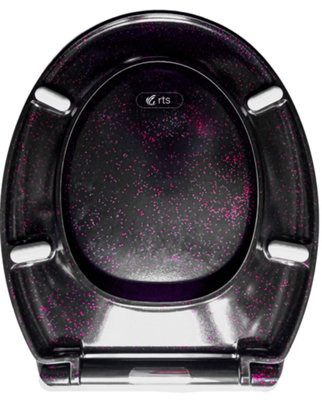 RTS Top Fix Pink Glitter Black Soft Close Toilet Seat