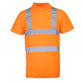 RTY High Visibility Mens High Vis Polo Shirt Fluorescent Orange (S)