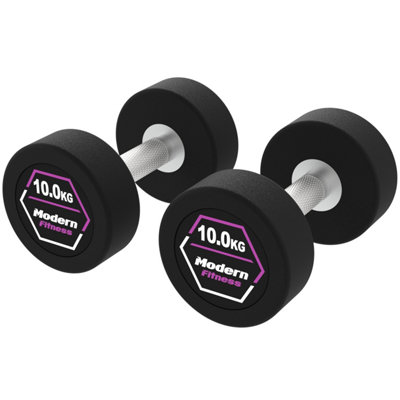 Rubber Coated Dumbbells 10kg Pair (2 x 10kg) Steel Core Strength ...