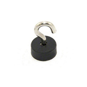 Rubber Coated Pot Magnet with M5 Hook - 22mm dia x 10mm thick - 2.4kg Pull