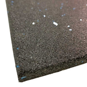Rubber Crumb Gym Floor Tiles - 15mm - 1m x 1m - Blue Fleck - Heavy Duty Non Slip Rubber Mat